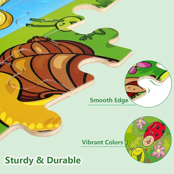 Puzzles for Kids Ages 3-5 24 Piece Wooden Puzzles 6 Pack | Colorful Toddler Jigsaw Puzzles, Educational Learning Toys, Birthday Gifts for Boys Girls