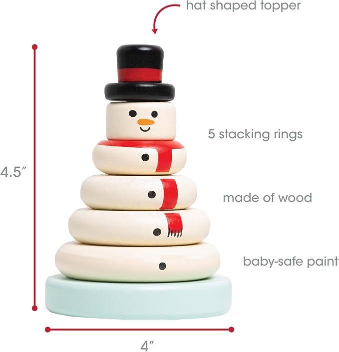 Pearhead Christmas Snowman Stacking Toy Set, Holiday Toys for Toddlers
