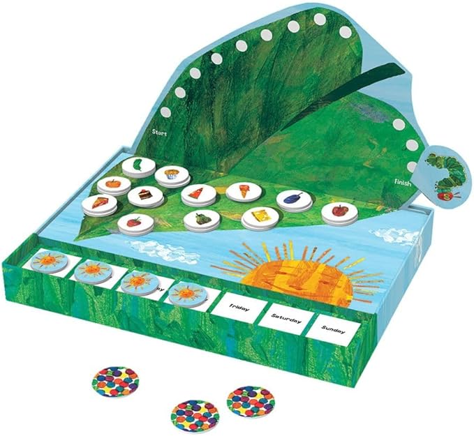 World of Eric Carle , The Very Hungry Caterpillar Snack Match Game – Cooperative Memory Board Game for Kids  Ages 4+, 2‑6 Players, 3‑D Leaf Board & 31 Tokens Included