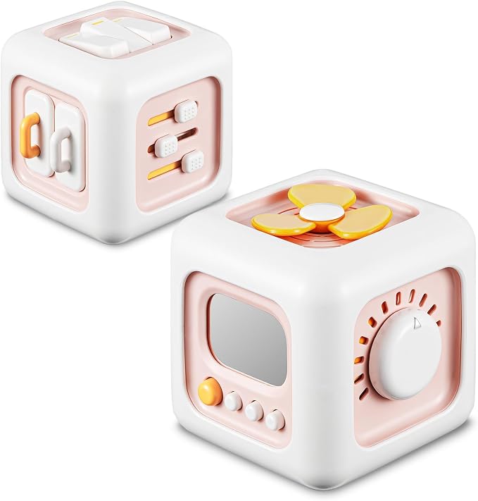 SOCBTNSO Montessori Busy Cube Travel Toy for Toddlers | Learning Fine Motor Skills, 1st Birthday Gifts for 1 Year Old Girl, 6 9 12 Months Baby