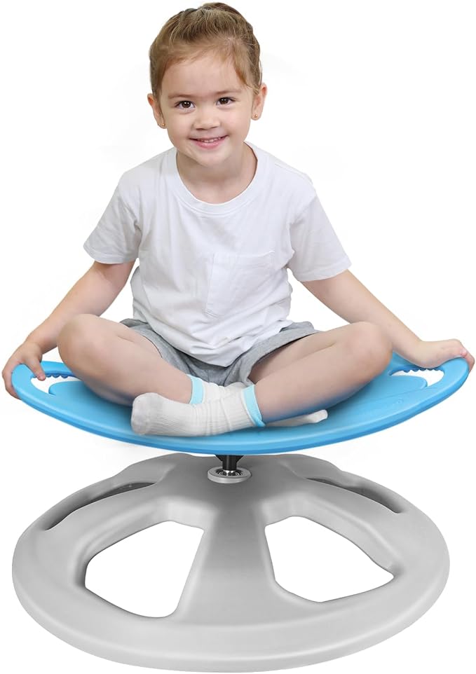 Zhenx Spinning Chair for Autistic Kids with Handles - Autism Sensory Toy | 220LBS Capacity Sensory Swivel Seat for ADHD Kids, Autism Sensory Products, Calming Gift Improve Focus & Body Balanc (Blue)