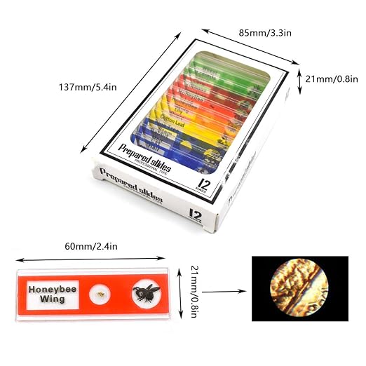 Prepared Microscope Slides, 48pcs Plastic Animals Insects Plants Flowers Sample Specimens