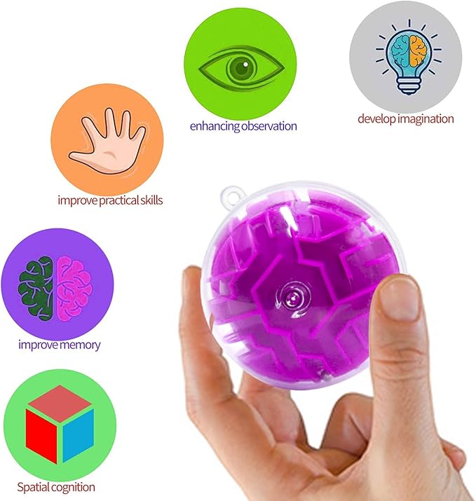 24 Pack 3D Puzzle Maze Ball Toys, Mini Puzzle Party Favors for Girls, Fidget Game Toys School Rewards & Classroom Prize for Students, Birthday Party Decoration Easter Valentines Day Gifts Ages 6-10