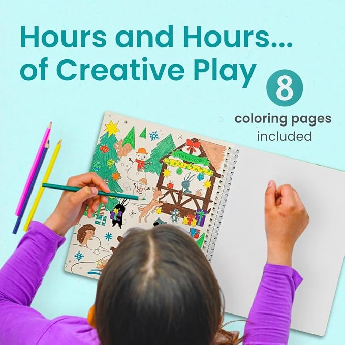 Cupkin Holly Jolly Coloring & Sticker Activity Book | 300+ Stickers | Spiral-bound kids craft format with 8 scenes, 8 art pages, side-by-side viewing, and an easy-peel design for ages 2–8