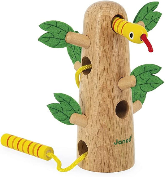Janod - Tropik Lace-Up Tropical Tree - Wooden Early-Learning Toy - Educational Toy: Fine Motor and Concentration Skills - Water-Based Paint - 18 Months + J08265 | Builds Fine Motor Skills - Improves Concentration - Safe Water-Based Paint - Educational ...