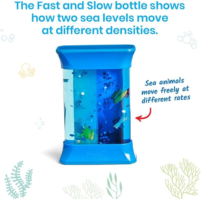 hand2mind Exploring Ocean Forces Sensory Bottles, Science Toys, Ages 3+ | Calm Down Corner Supplies, Quiet Fidgets for Classroom, Travel Toddler Toys, Preschool Classroom Must Haves