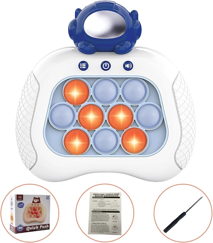 Intoypad Pop The Target! Handheld Speed Push Fidget Game Machine Astronaut | A Fun Multiplayer Game Sensory Fidget ADHD Autism Toys Birthday Gifts for 6 7 8 9 10 11 12 Years Old Kids Road Trip Car Games