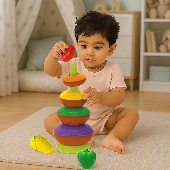 Imagimake Leaps & Bounds - Stacking Pots, 5-in-1 Activity Toy, Ages 6M+ | Early Learning Toy, Learn Colors, Stacking, Nesting & Size Sorting, First Birthday Gift for Babies 6,7,8,9,10,11,12 Months