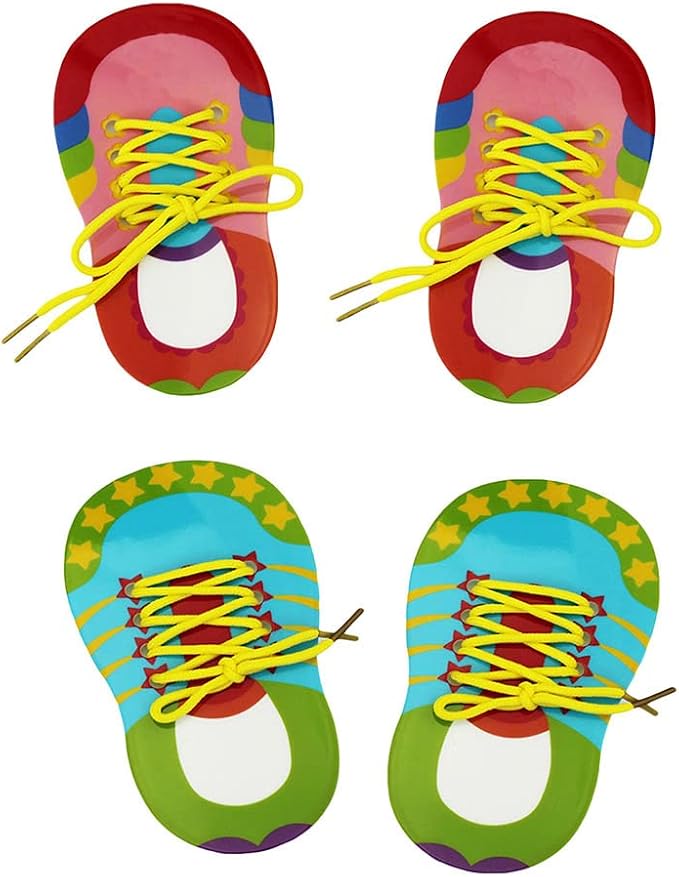 NUOBESTY Threading Toys 4 Pcs Shoelace Lacing Activity Set for Toddlers Early Childhood Education Hand-Eye Coordination Skill Development