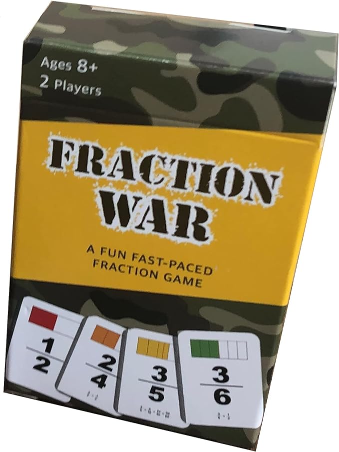 Fraction War Fun Math Game to Learn, Compare and Simplify Fractions for 2nd to 5th Grade (1 Pack) - Standard Edition