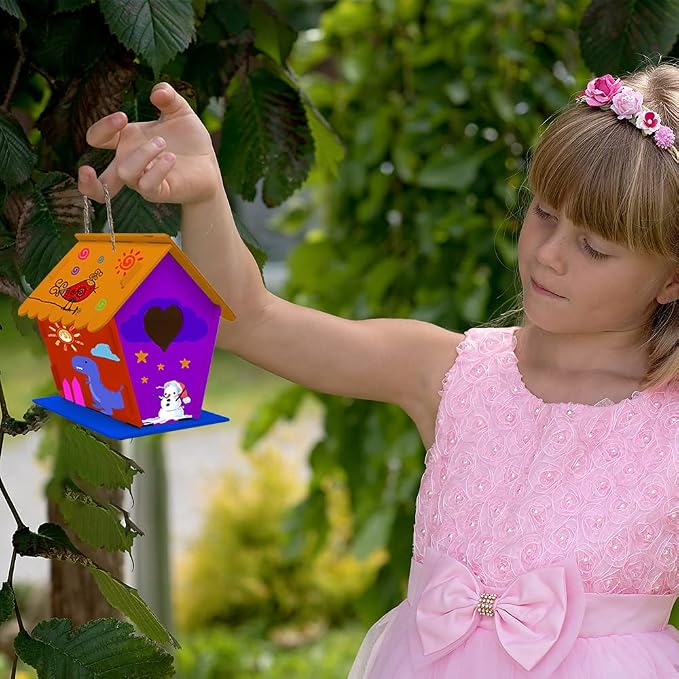 hapray 2 Pack Bird House Kits for Kids, DIY Birdhouse Kit Build and Paint