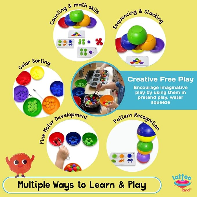 Rainbow Color Sorting Toys for Kids | Educational Sensory Counting, Sequencing & Matching Toy | Preschool Learning Activity | Early Color Recognition Set | Educational Gift for Toddlers Ages 3,4,5,6+