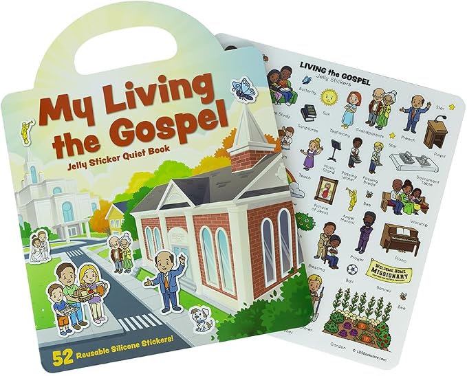 My Living The Gospel Jelly Sticker Quiet Book with Reusable Silicone Stickers for Toddlers and Preschoolers, Church Quiet Entertainment, Board Book