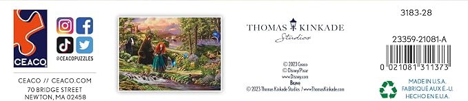 Ceaco - Thomas Kinkade Disney - Brave - 1000 Piece Jigsaw Puzzle for Adults | Thomas Kinkade Disney Art, Made in USA, Recycled Board, Finished Size 26.6 x 19 in, Includes Poster, Frameable Art, Giftable