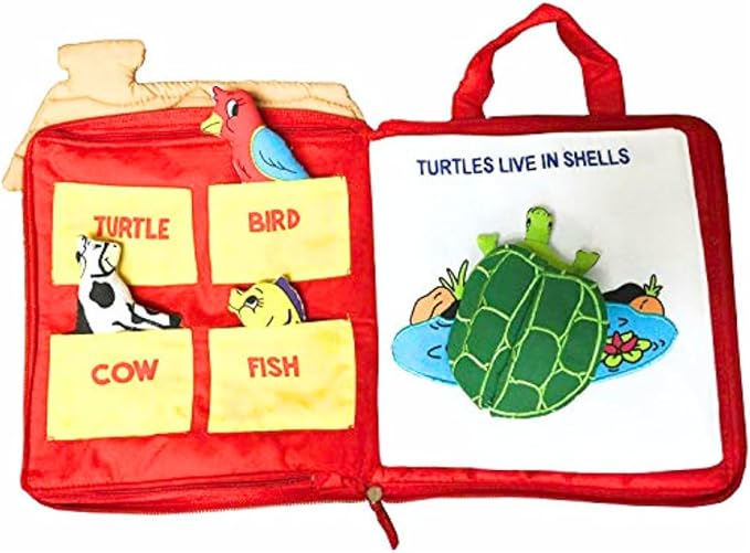 Personalized Right at Home Quiet Book Animal Learning Activity Busy Book for Toddlers and Children | Educational and Engaging Soft Fabric Travel Toy Companion