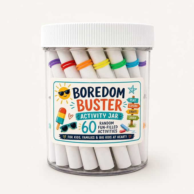 Boredom Buster Jar - PAS | Family Activities, 60 Activities, Screen-Free Fun, Kids & Families, Activity Jar