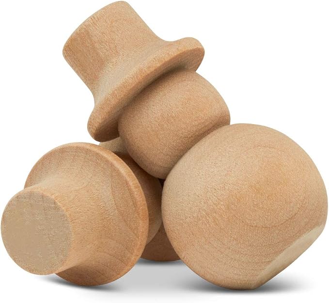 Snowman Peg Dolls 2-1/8 inch, Pack of 25 Wooden Peg Dolls for Christmas Crafting, Nativity Scenes, Holiday Decorations, by Woodpeckers