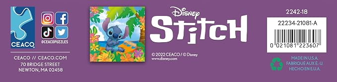 Ceaco - Disney Flower Power Stitch - 200 Piece Puzzle for Kids Ages 8-10 | Official Disney Licensed Art, Made in the USA, Recycled Board,15 in x 11 in