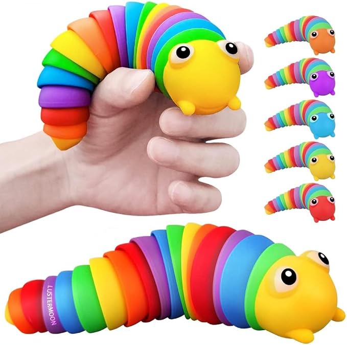 Caterpillar Decompression Toy Ocean Shark Decompression Toys, Stim Toy Decompression Fun Autism ADHD fidgeting Children's Toys Decompression Gift Adults (Rainbow Caterpillars)