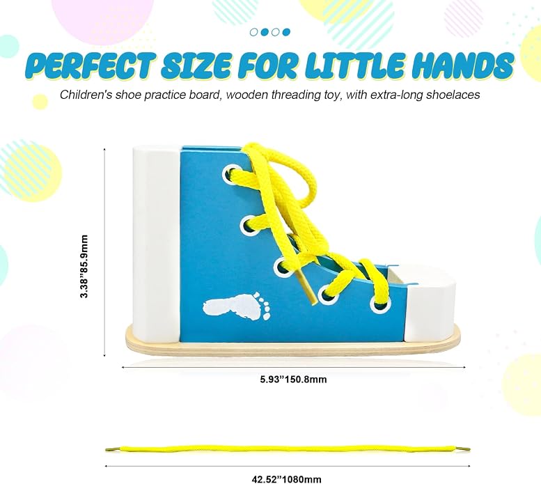 Learn to Tie Shoes for Kids, Wooden Lacing Sneaker Toy,Montessori Educational Toy for Toddlers Ages 4-8