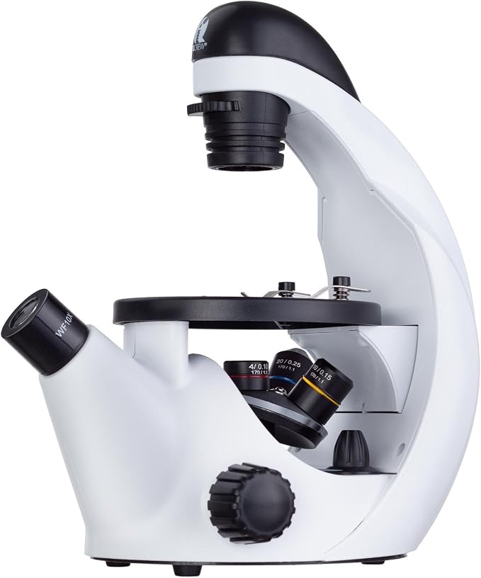 AmScope IN50 by AmScope 200X Inverted Compound Microscope | 40X-200X Magnification Range Compound Biological Microscope
