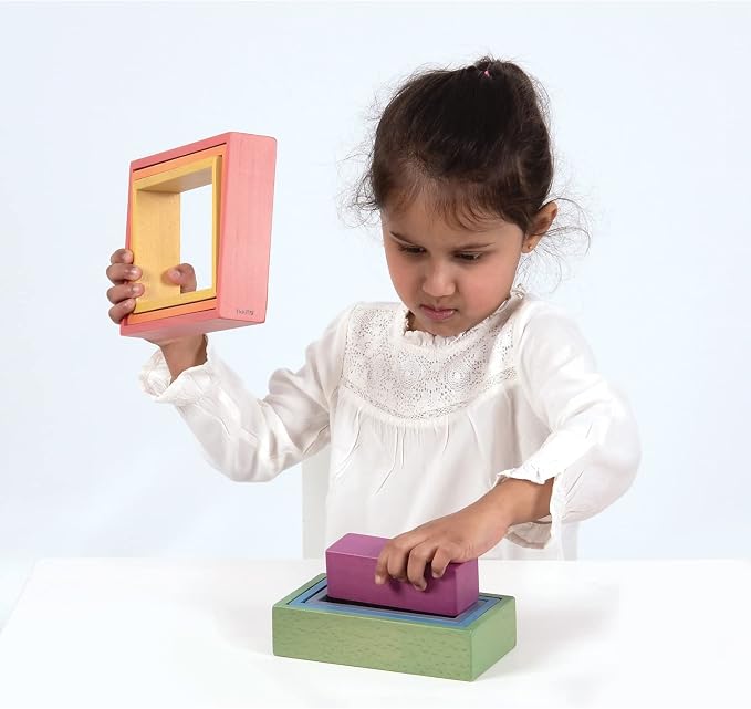 TickiT - 73414 Wooden Rainbow Architect Rectangles - Nesting Puzzle - Stacking Blocks for Ages 12M+