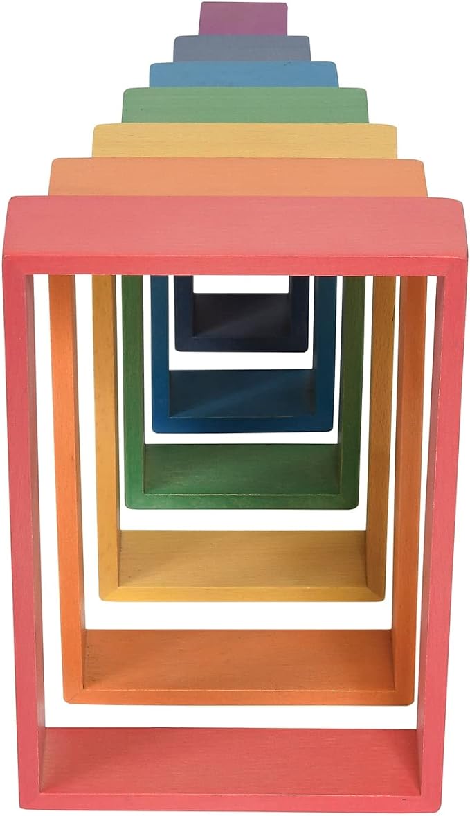 TickiT - 73414 Wooden Rainbow Architect Rectangles - Nesting Puzzle - Stacking Blocks for Ages 12M+