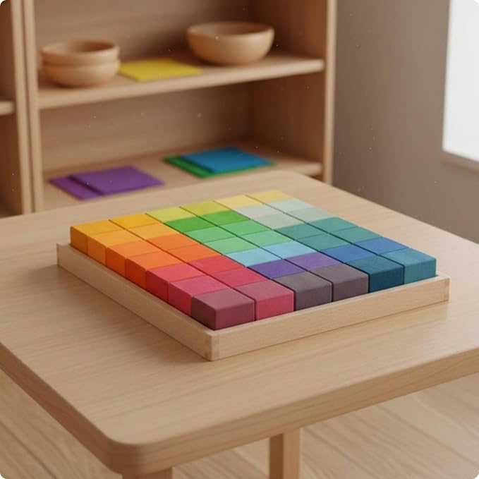 Children Building Blocks Wooden Mosaic Blocks Set Rainbow Blocks Toy Preschool Building Spatial Thinking Basswood Suitable for classrooms Home Play Preschool, Macaron