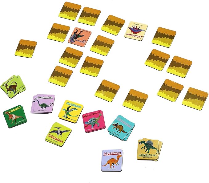 eeBoo Little Dinosaurs Memory & Matching Game, Ages 3+, 1-4 Players | Teaches dinosaur names & pronunciation. Sharpens recognition, concentration & memory skills. Includes 36 tiles, 18 pairs