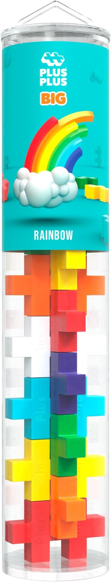 PLUS PLUS Big 15 Piece Rainbow Mix - Large Building Blocks for Toddlers | Quiet Stem Toys for Toddlers, Prek Classroom Essentials, Waffle Blocks Jumbo, Stem Bins for Classroom, Sensory Bins