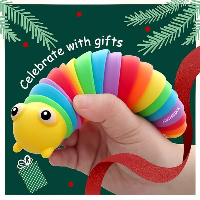 2 Pieces Articulated Fidget Toy, Rainbow Caterpillar Toy Ocean Shark Decompression Toys, Stim Toy Decompression Fun Autism ADHD Fidgeting Children's Toys Adults (Shark and Caterpillar)