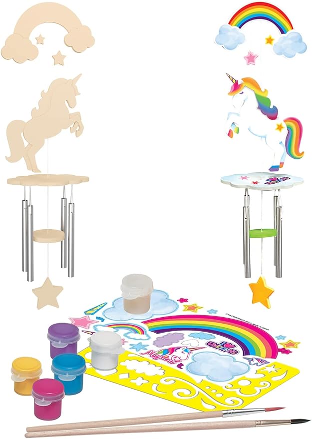 Masterpieces Craft Set - Unicorn Wind Chime Classic Wood Paint Kit
