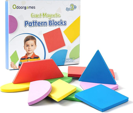 10 Pcs Large Shape Magnets - Giant Magnetic Pattern Blocks | Math Manipulatives, Geometric Shapes for Whiteboard & Fridge