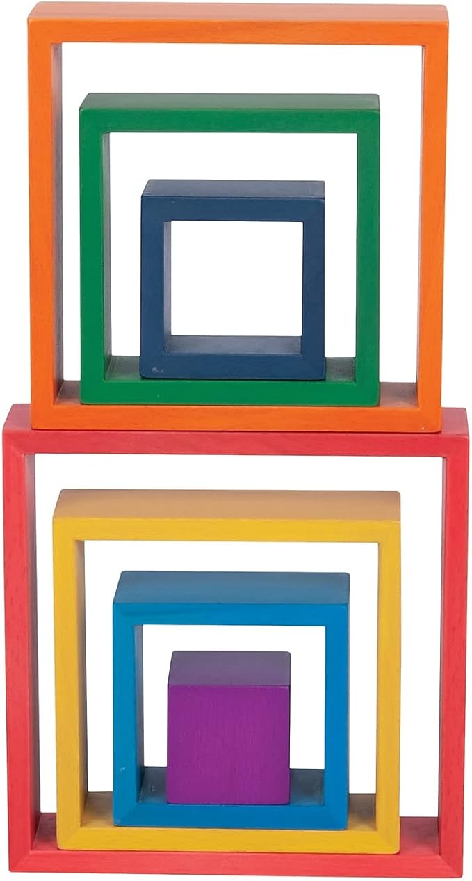 tickit Wooden Rainbow Architect Squares, Nesting Puzzle | Stacking Blocks for Ages 1+