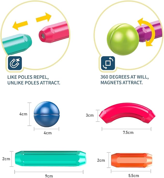 Ferthor Fun Learning Boys Girls Toys Age 4-5,Magnetic Blocks Magnet Toys for Toddlers 1-3,Magnetic Balls and Rods Set Educational Magnet Building Blocks,Kids Toys for 3+ Year Old Gifts(25pcs)