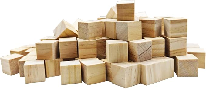 MUXGOA Wooden Cubes,Pack of 100 Unfinished Wood Blocks for Crafting,3/4inch Wood Square Blocks for Crafts Making & DIY Projects & Decor