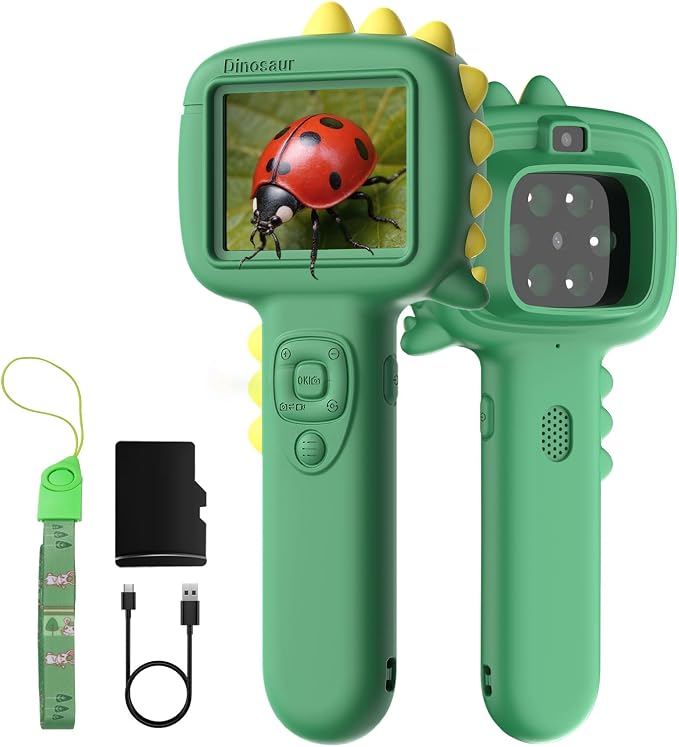 Microscope Camera for Kids Gifts Toys- Handheld Pocket Microscope Autofocus | 2.4" Screen Mini Digital Educational Science Kit for Christmas Birthday for Age 3-5 5-7 8-12 Girls Boys(Green)