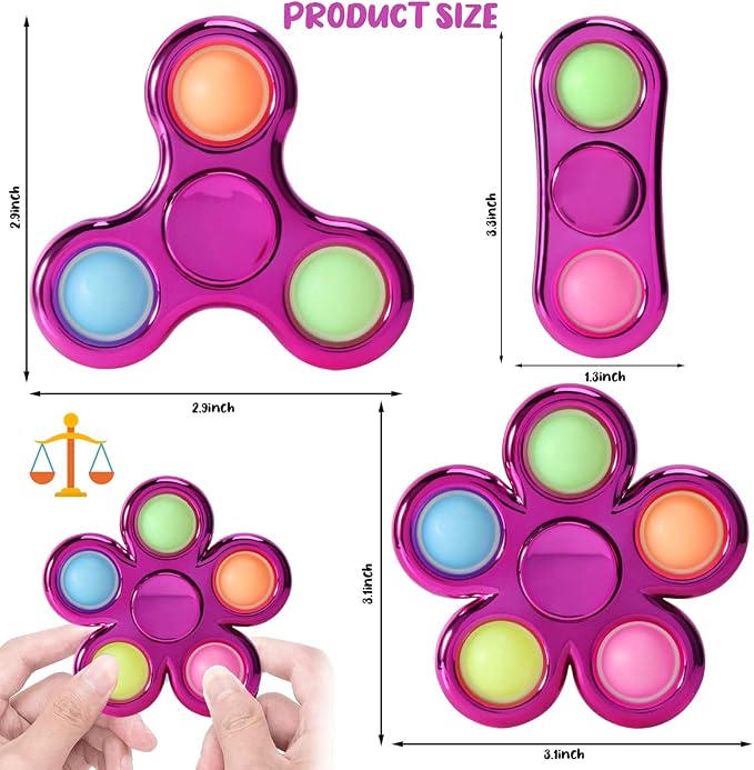 FIGROL 3 Pack Pop Fidget Spinners Stocking Stuffers. Sensory Fidget Toys for Kids, Teens, Boys & Girls