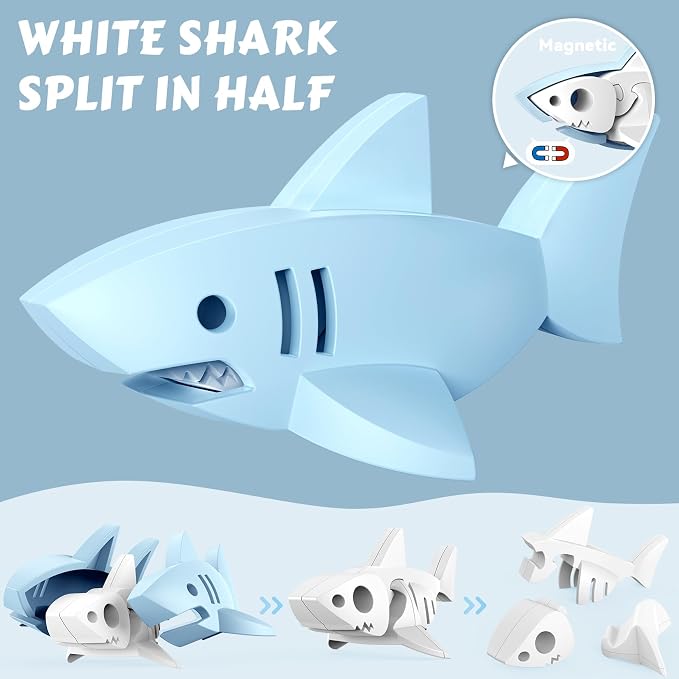 Magnetic Ocean Animals Building Toys,STEM Toddler Learning Toys 3D Puzzle Sea Animals for Boys Girls, Educational Magnetic Travel Montessori Toy Turtle Whale Shark,Unique Birthday Gift for Kids 3 4 5