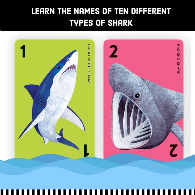 Mudpuppy - Go Shark! Card Games for Kids | Ages 4+, Kids Version of Go Fish, Ideal for 3-4 Players, Shark Themed, Family Fun, Screen-Free Play, Recycled Paper