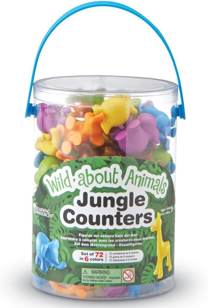Learning Resources Wild About Animals Jungle Counters | Toddler Counting Toys, Animal Counters, Math Manipulatives, Color Sorting Toys, Fine Motor Skills, Preschool Matching Toy