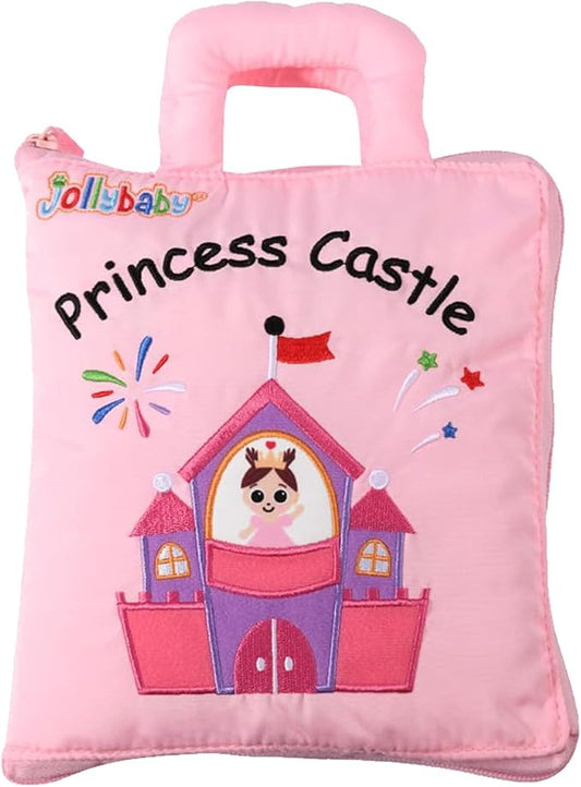 Jollybaby Baby Soft Busy Books - Princess Castle, Travel Toy & Montessori Sensory Educational, 10 Preschool Learning Activities for 2 3 4 Year Old Toddlers Boy Girl(Pink)
