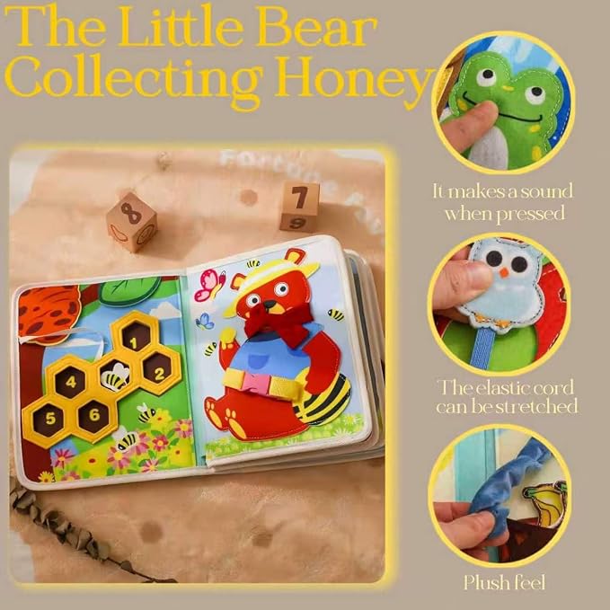GOODMOM Animal Busy Book for Ages 1–3 -in-1 Educational Activity Book | Develop Fine Motor Skills, Practical Life Skills & Sensory Exploration | Travel-Friendly, Screen-Free Fun