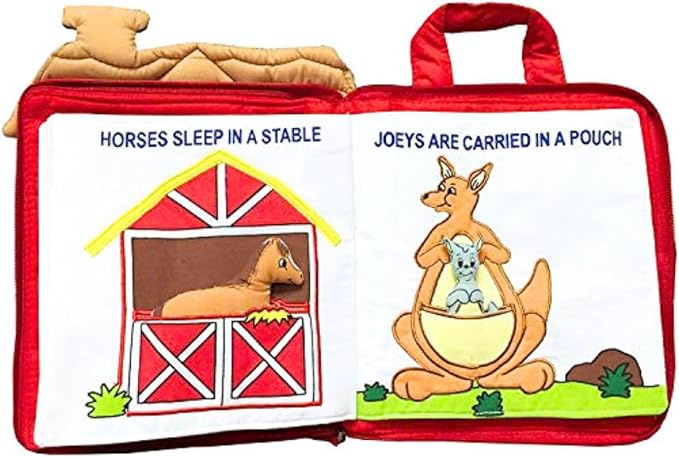 Personalized Right at Home Quiet Book Animal Learning Activity Busy Book for Toddlers and Children | Educational and Engaging Soft Fabric Travel Toy Companion