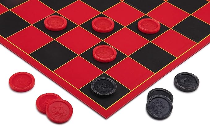 HI-Q Checkers & Tic-Tac-Toe Board Game Set – Classic Strategy for Kids & Family – Features Interlocking Stacking Pieces & Folding Board – Ages 6+