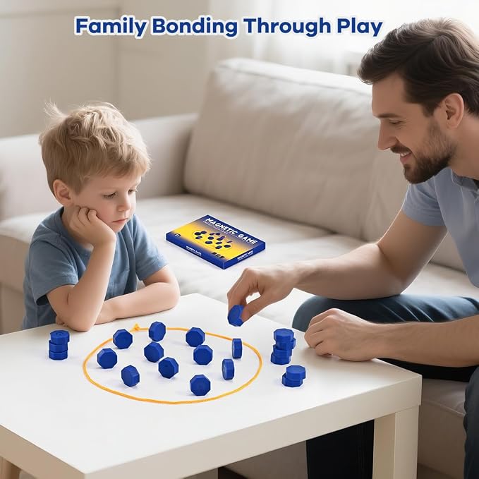 Bameca Magnetic Chess Game with Full-Size Stones, Magnet Game with String | Puzzle Strategy Games, for Family & Party & Travel & Camping, 2 Player Games for Kids & Adults