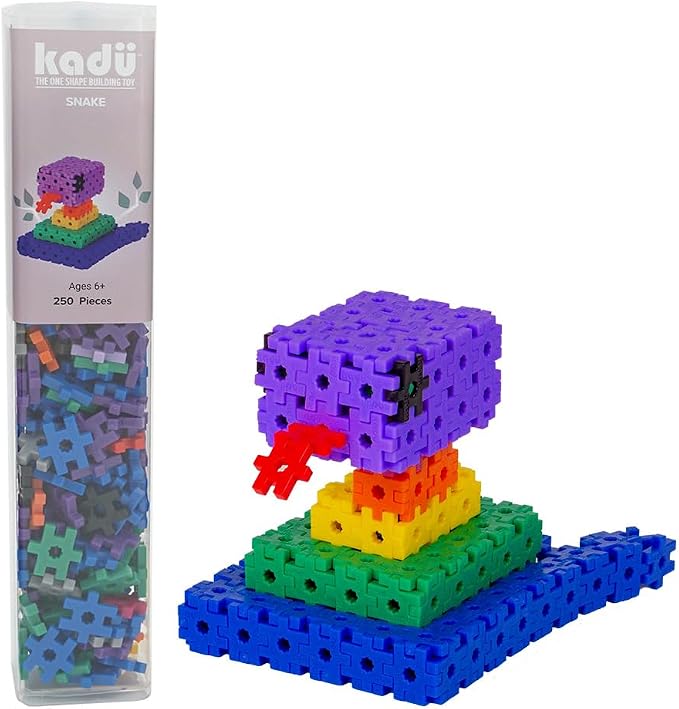 KADÜ Snake 250 Piece Set - STEM/STEAM Building + Construction Toy, for Open + Imaginative Play Ages 5+ | Creative Mini Sensory Construction Puzzle tiles - Open Ended Play Gift Boys + Girls - Classroom Homeschool Manipulatives