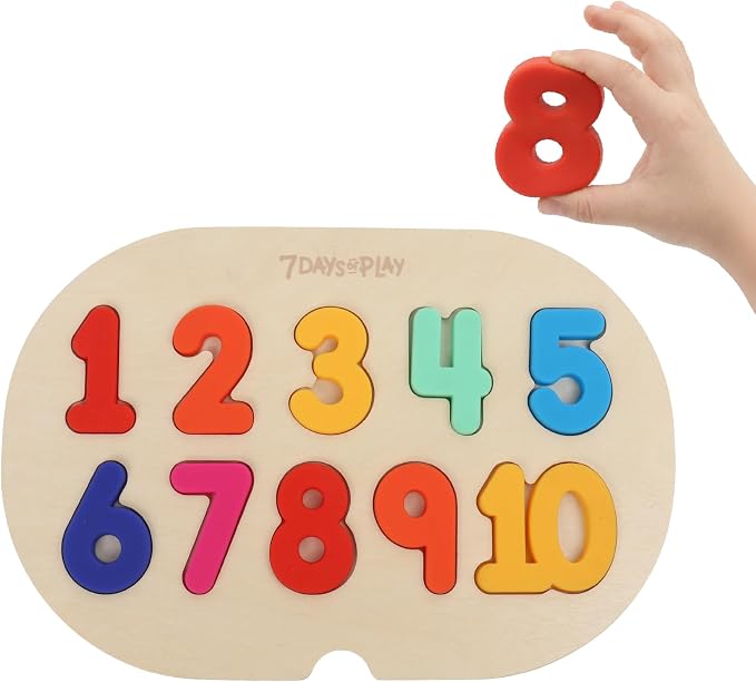 Number Puzzle for Kids, Sensory Bin Insert for Sensory Tables, Silicone Numbers, Wooden Fine Motor Learning Toy