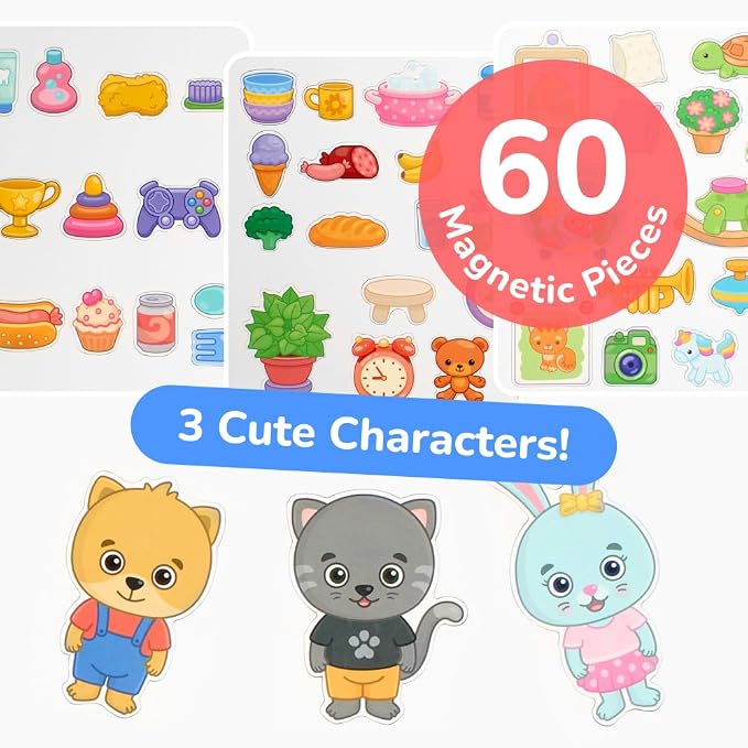 Busy Book for Toddlers 1-3 - Magnetic Pretend Play Activity Book, Montessori Interactive Storytelling Playset for Preschoolers