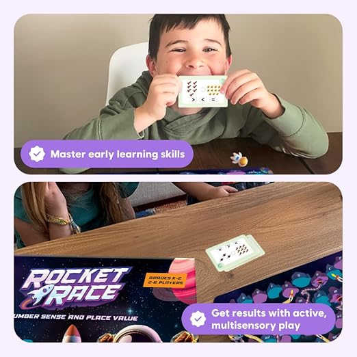 The Fidget Game Rocket Race - Math Board Game for Kids Ages 5-8 Grades K-2 | Build Foundational Skills in Number Sense, Comparing, and Place Value, Classroom Must Have